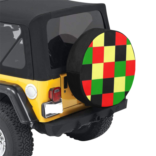 Afrocentric Checkered 30 Inch Spare Tire Cover