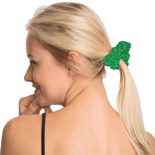 Green Glitter All Over Print Hair Scrunchie
