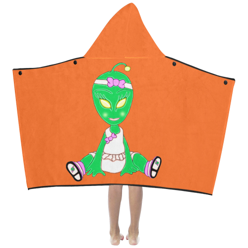Alien Baby Girl Orange Kids' Hooded Bath Towels