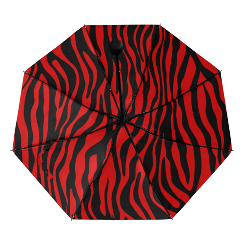 Zebra Stripes Pattern - Black Clear Anti-UV Foldable Umbrella (Underside Printing) (U07)