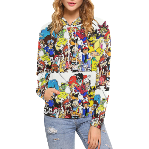 80s All Over Print Hoodie for Women (USA Size) (Model H13)