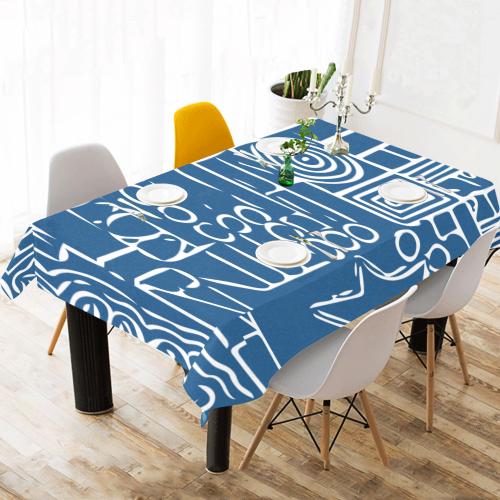 Classic Blue #15 Cotton Linen Tablecloth 60"x120"