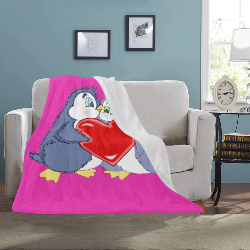 Penguin Love Pink Ultra-Soft Micro Fleece Blanket 40"x50"