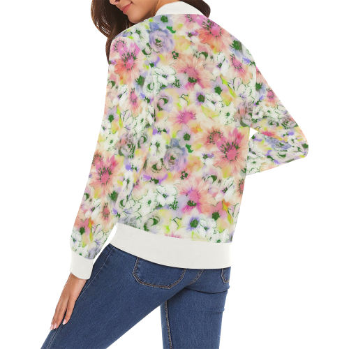 pretty spring floral All Over Print Bomber Jacket for Women (Model H19)