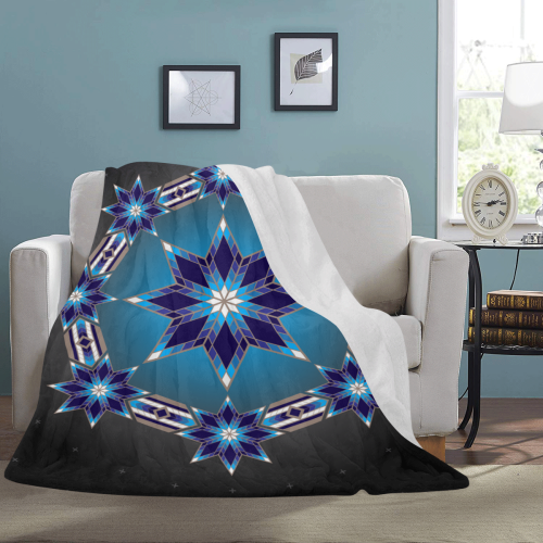 Morning Stars Circle Blue Ultra-Soft Micro Fleece Blanket 60"x80"