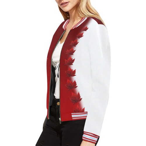 Canada Bomber Jackets Women's Canada Jackets All Over Print Bomber Jacket for Women (Model H21)
