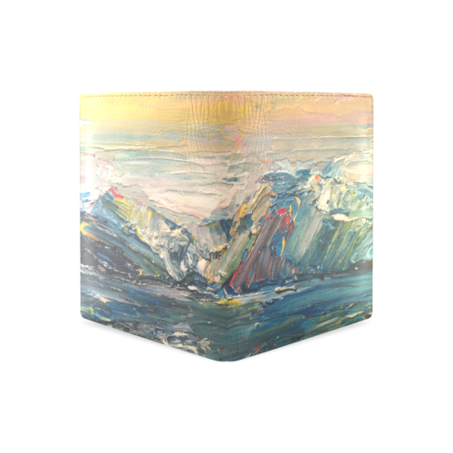 Mountains painting Men's Leather Wallet (Model 1612)