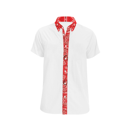 Bandana Squares Pattern on White Men's All Over Print Short Sleeve Shirt/Large Size (Model T53)