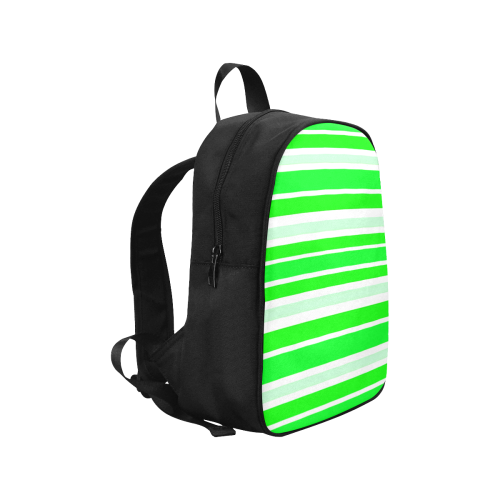 Neon Green Stripes Fabric School Backpack (Model 1682) (Medium)