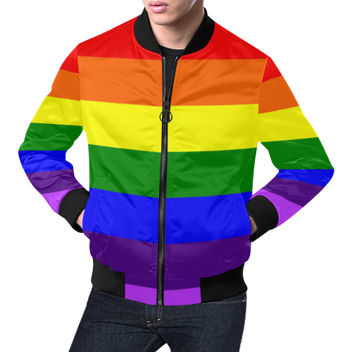 Rainbow Flag (Gay Pride - LGBTQIA+) All Over Print Bomber Jacket for Men (Model H19)
