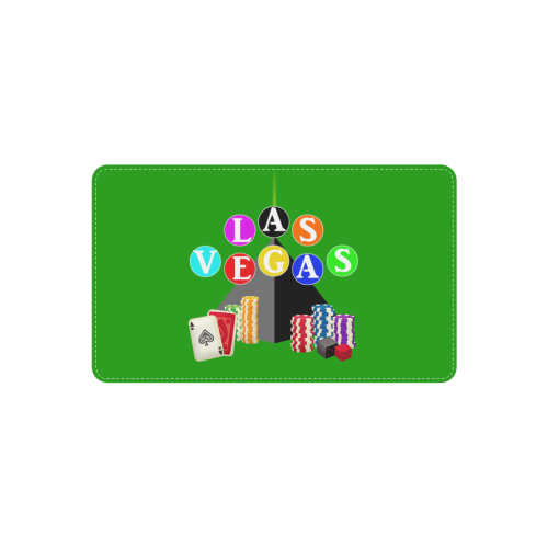 Las Vegas Pyramid / Poker Chips on Green Rectangle Wood Door Hanging Sign