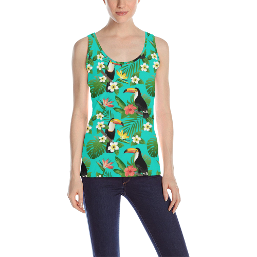 Tropical Summer Toucan Pattern All Over Print Tank Top for Women (Model T43)