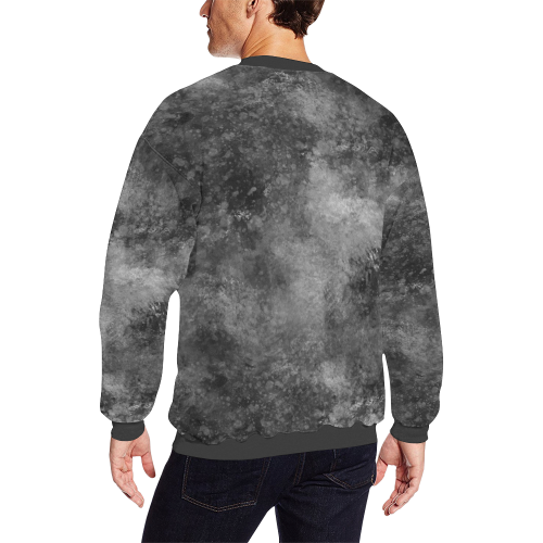 Black Grunge Men's Oversized Fleece Crew Sweatshirt/Large Size(Model H18)