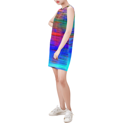 noisy gradient 1 by JamColors Sleeveless Round Neck Shift Dress (Model D51)