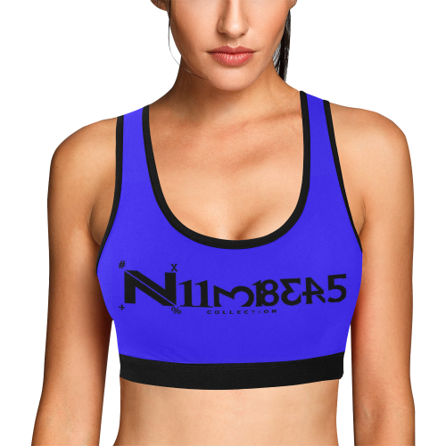 NUMBERS Collection Royal/1234567 back Women's All Over Print Sports Bra (Model T52)