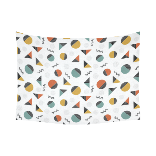 Geo Cutting Shapes Cotton Linen Wall Tapestry 80"x 60"