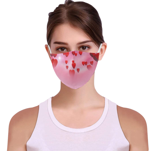 lovely romantic sky heart pattern for valentines day, mothers day, birthday, marriage - face mask 3D Mouth Mask with Drawstring (60 Filters Included) (Model M04) (Non-medical Products)