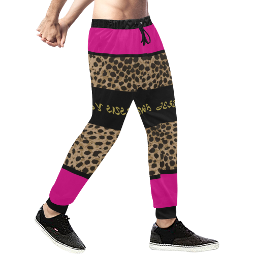 Neon Pink Men's All Over Print Sweatpants (Model L11)