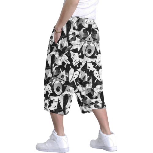 Black and White Pop Art by Nico Bielow Men's All Over Print Baggy Shorts (Model L37)