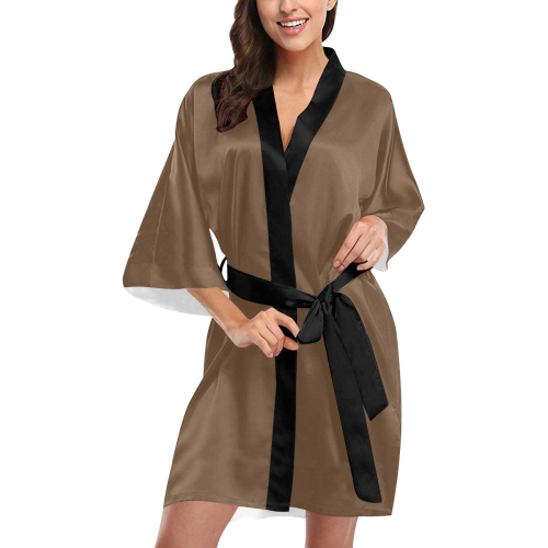 dark coffee brown with black belt Kimono Robe