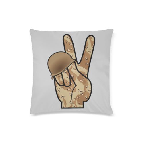 Desert Camouflage Peace Sign on Silver Gray Custom Zippered Pillow Case 16"x16"(Twin Sides)