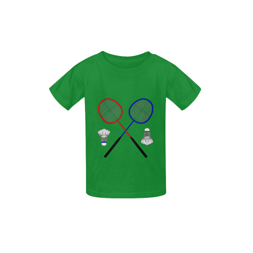 Badminton Rackets and Shuttlecock Sports Green Kid's  Classic T-shirt (Model T22)