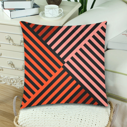 Diagonal Striped Pattern Custom Zippered Pillow Cases 18"x 18" (Twin Sides) (Set of 2)