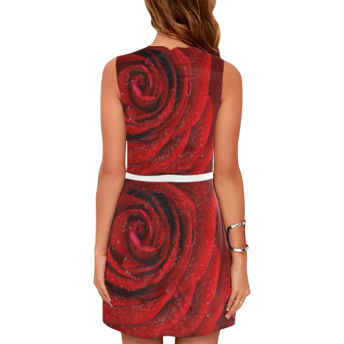 Red rosa Eos Women's Sleeveless Dress (Model D01)