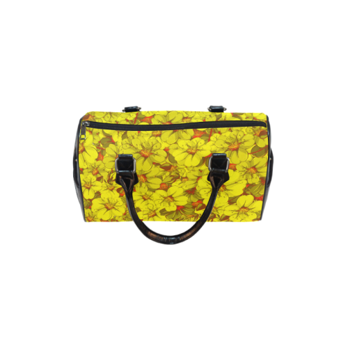 Yellow flower pattern Boston Handbag (Model 1621)