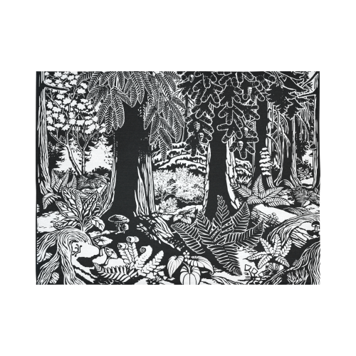 Canadian Forest Art Tapastry Black & White Cotton Linen Wall Tapestry 80"x 60"