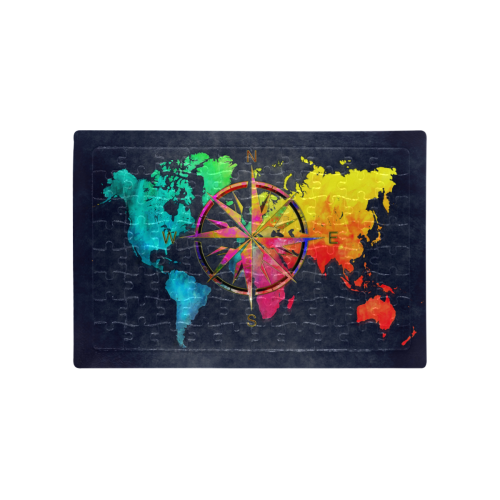 world map wind rose #map #worldmap A4 Size Jigsaw Puzzle (Set of 80 Pieces)