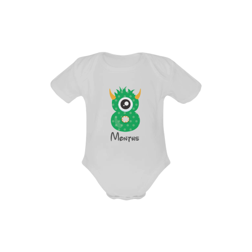 MONSTER NUMBERS-08 Baby Powder Organic Short Sleeve One Piece (Model T28)