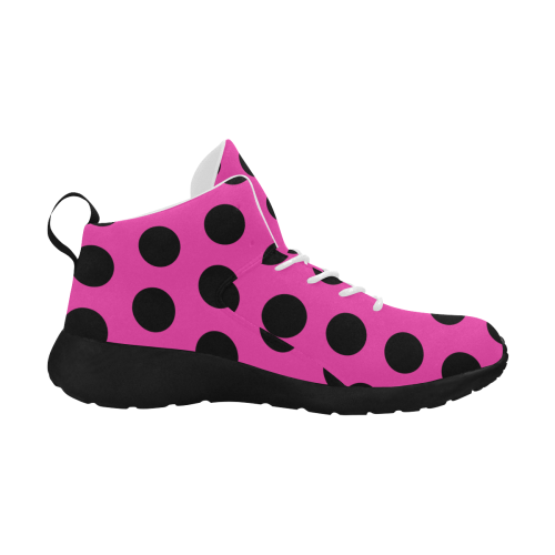Black Polka Dots on Pink Women's Chukka Training Shoes (Model 57502)