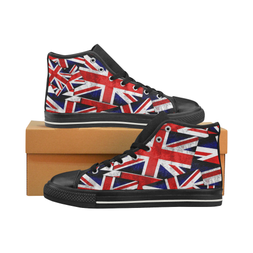 Union Jack British UK Flag High Top Canvas Shoes for Kid (Model 017)