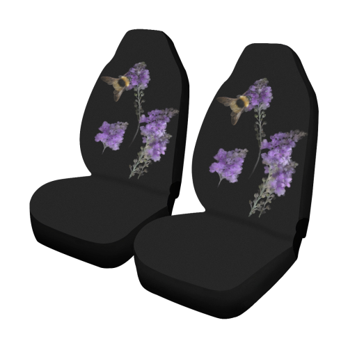 Bumblebee on Violet Flowers, floral watercolor Car Seat Covers (Set of 2)