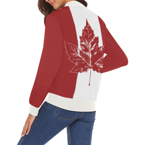 Cool Canada Bomber Jackets - Women's All Over Print Bomber Jacket for Women (Model H19)