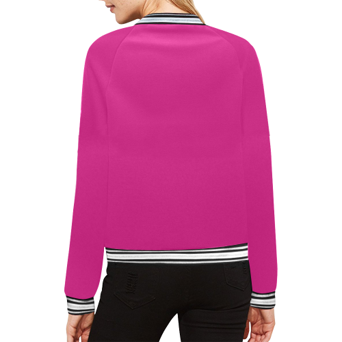 color Barbie pink All Over Print Bomber Jacket for Women (Model H21)