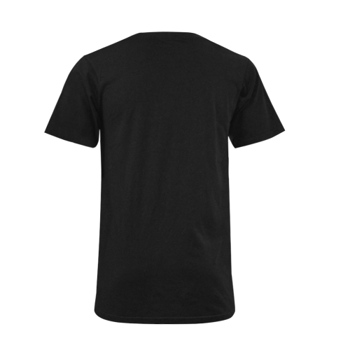Patchwork Heart Teddy Black Men's V-Neck T-shirt (USA Size) (Model T10)