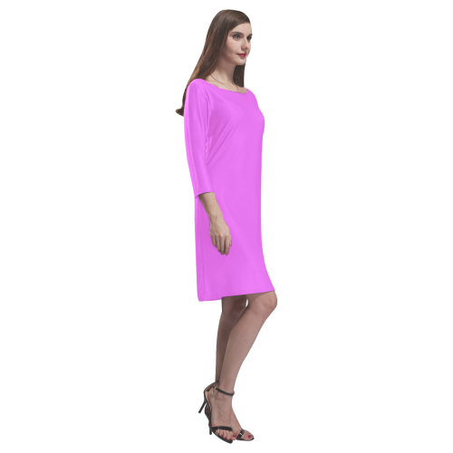 color ultra pink Rhea Loose Round Neck Dress(Model D22)