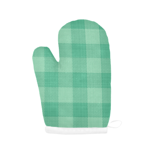 Mint Green Plaid Oven Mitt (Two Pieces)