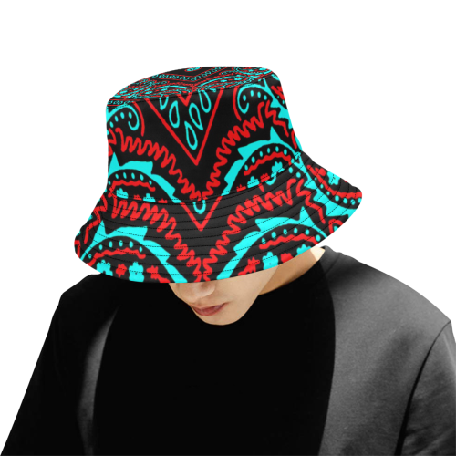 blue and red bandana All Over Print Bucket Hat for Men