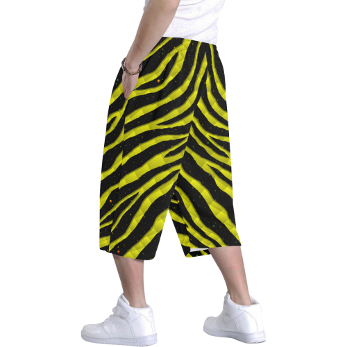Ripped SpaceTime Stripes - Yellow Men's All Over Print Baggy Shorts (Model L37)