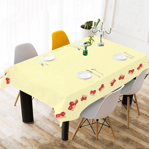 Las Vegas Craps Dice on Yellow Cotton Linen Tablecloth 60"x 104"