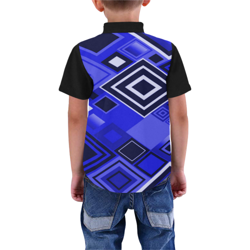 geometry blue Boys' All Over Print Short Sleeve Shirt (Model T59)