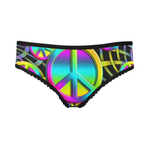 Neon Colorful PEACE pattern Women's All Over Print Girl Briefs (Model L14)