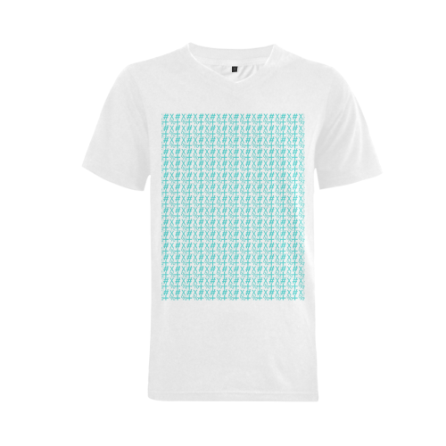 NUMBERS Collection Symbols Teal/White Men's V-Neck T-shirt  Big Size(USA Size) (Model T10)