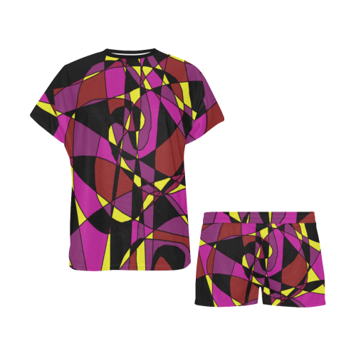 Multicolor Abstract Design S2020 Women's Short Pajama Set