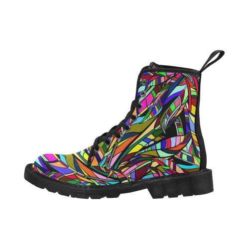 colorful abstract Martin Boots for Men (Black) (Model 1203H)