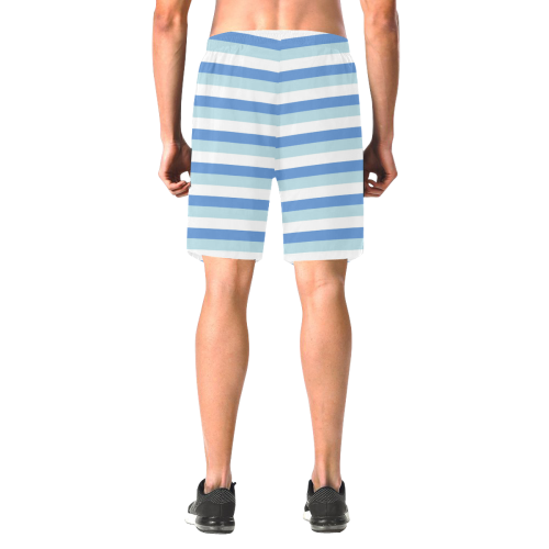 Blue Stripes Men's All Over Print Elastic Beach Shorts (Model L20)