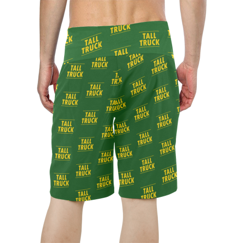 Tall Truck Men's Board Shorts (Green w/Gold Logo) Men's All Over Print Board Shorts (Model L16)